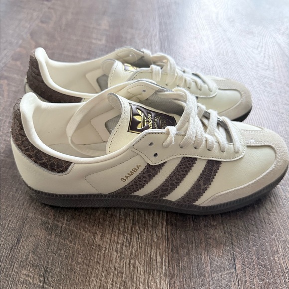 Adidas Samba Sneakers - Cream and Dark Brown - Picture 3 of 5